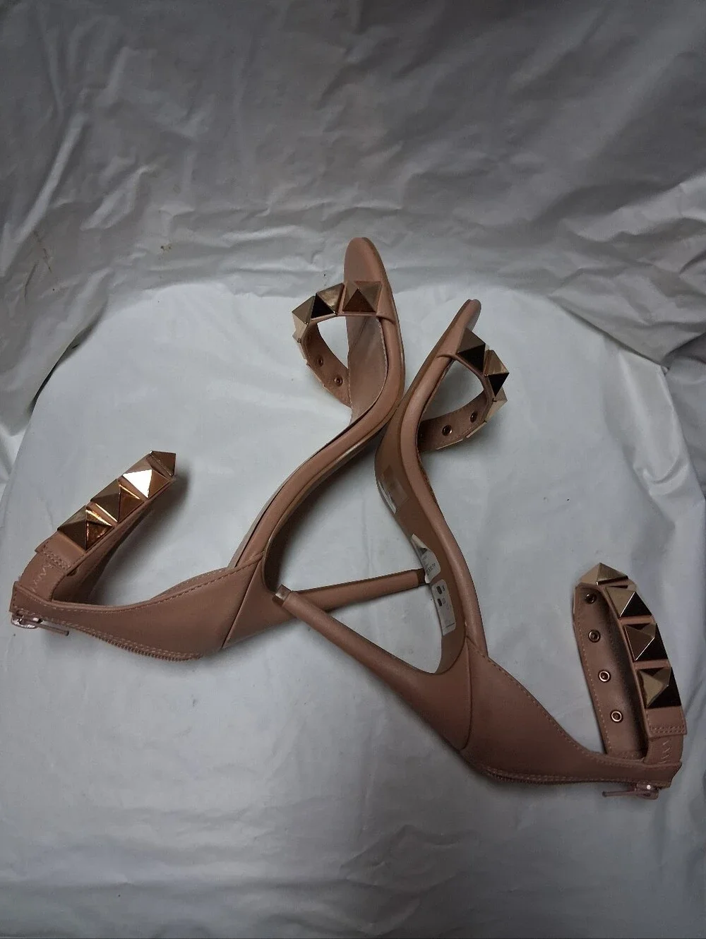 Charlotte Russe Nude Stud Ankle-Strap Stiletto Heels Size 8 NWOT